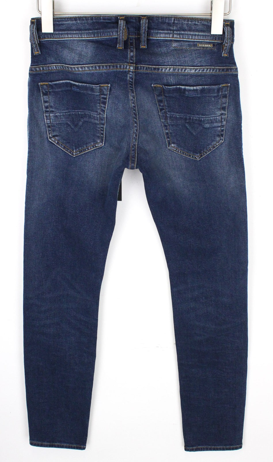 DIESEL Thommer 083AD vyriški W26/L32 tamsiai mėlyni ploni aptempti berniukiški džinsai su užtrauktuku 