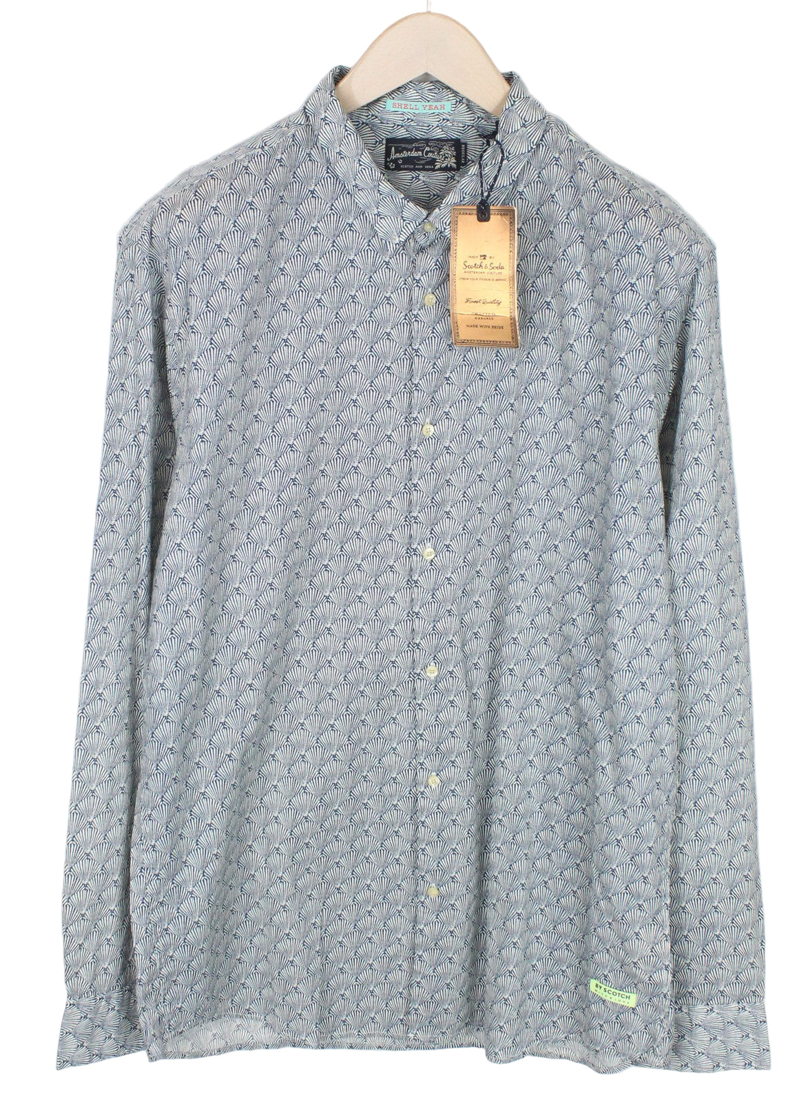 SCOTCH &amp; SODA vyriški 2XL medvilniniai marškinėliai su jūrų mėlynumo raštu 