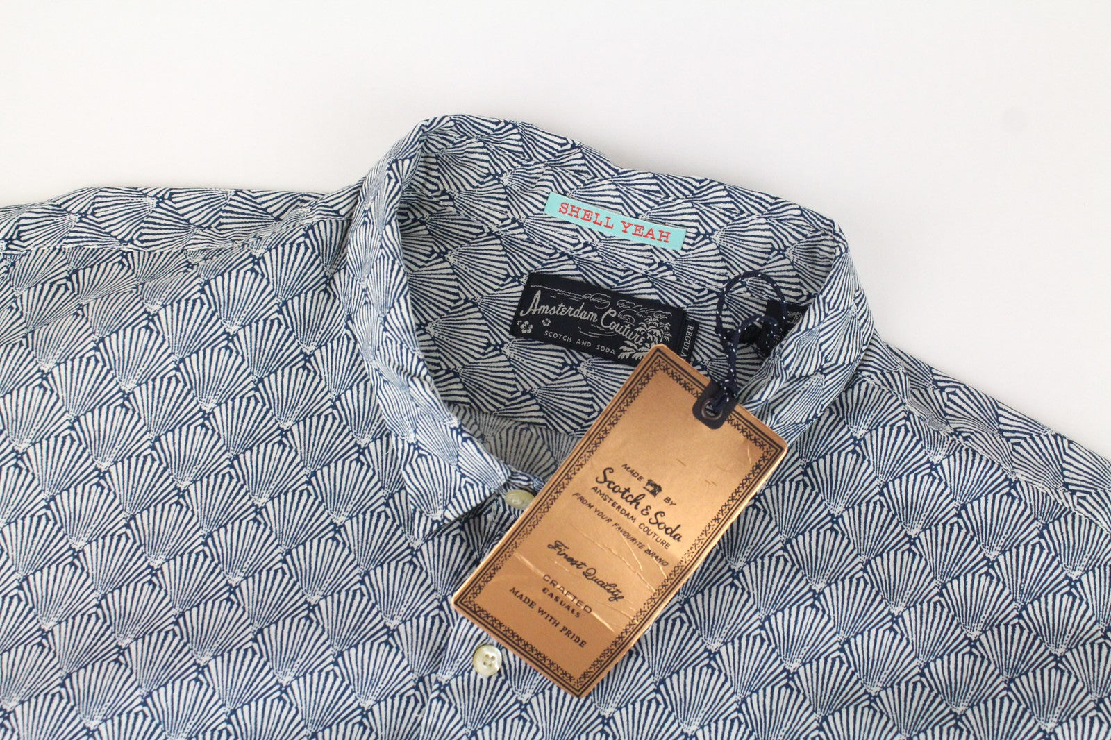 SCOTCH &amp; SODA vyriški 2XL medvilniniai marškinėliai su jūrų mėlynumo raštu 