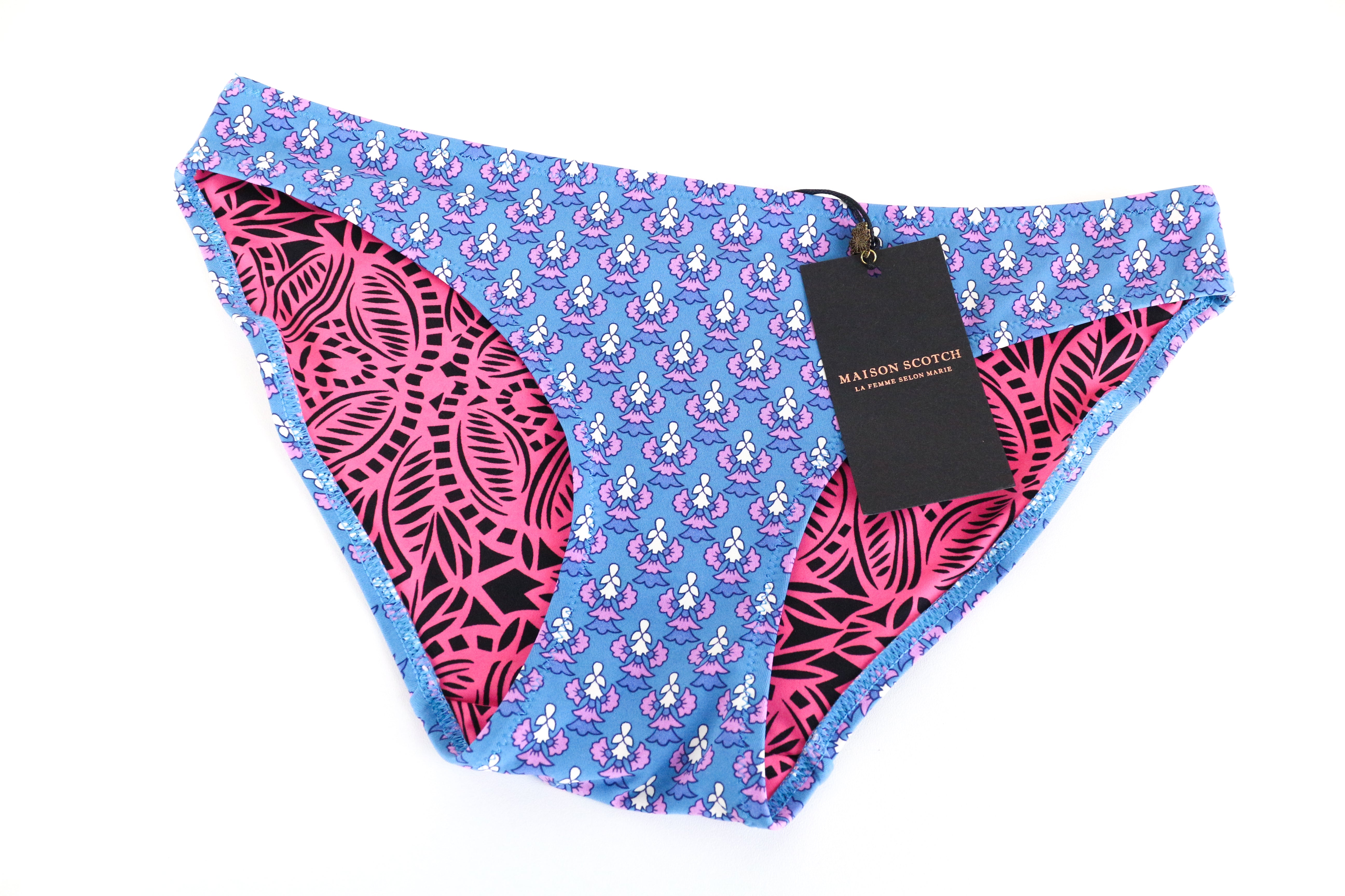 MAISON SCOTCH ~XS Blue Summer Bikini Bottom Patterned Beach Swimwear