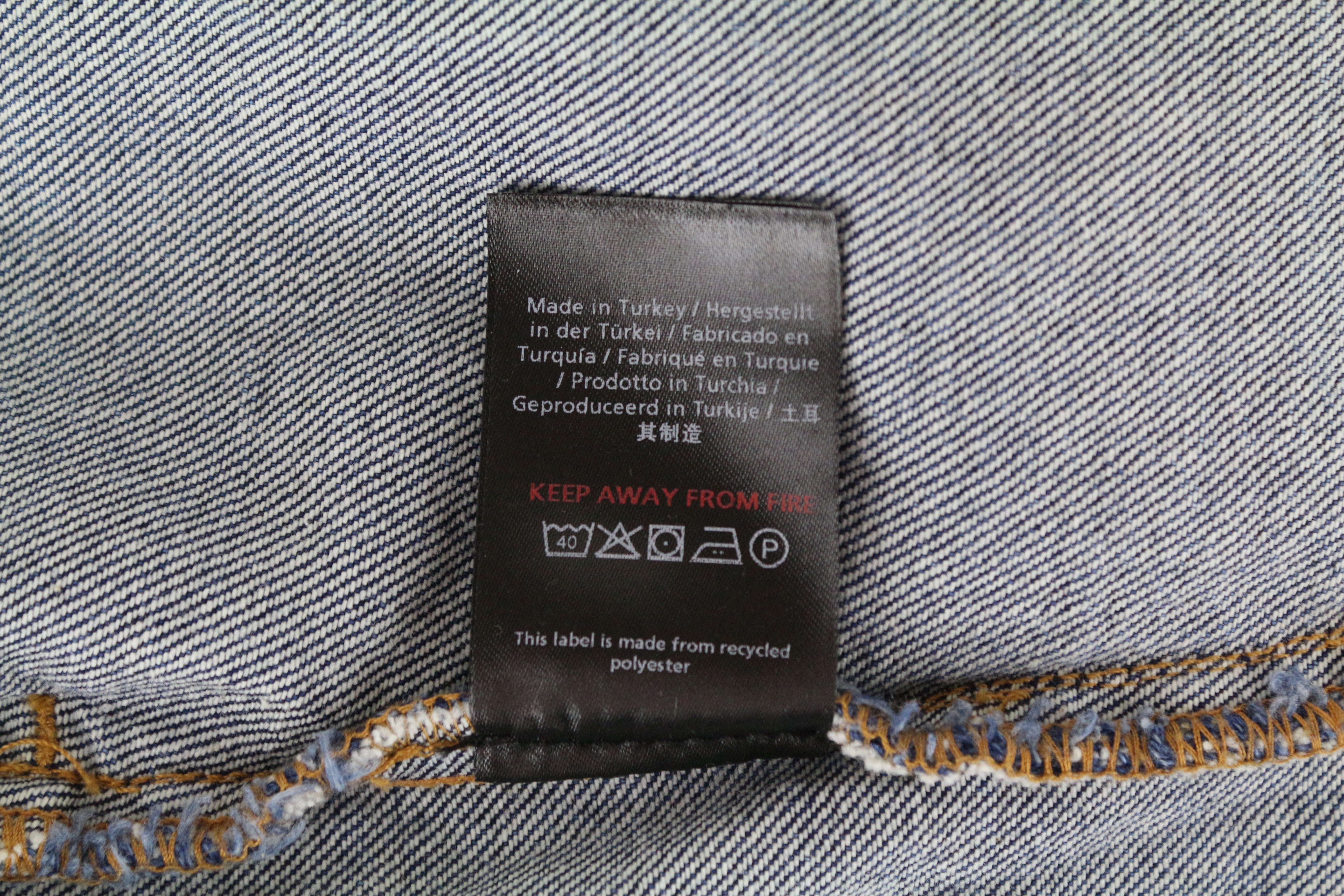 DENHAM Century Trucker striukė M mėlyna ilgomis rankovėmis medvilninis logotipas džinsinio stiliaus 