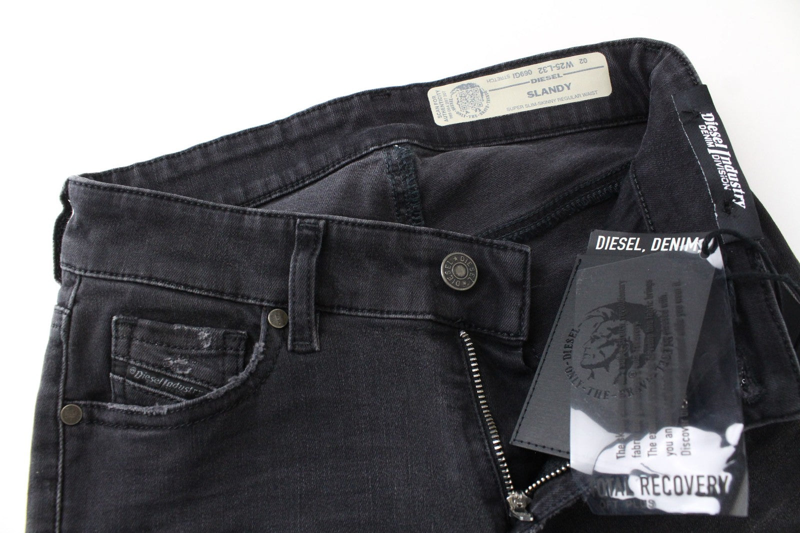 DIESEL Slandy 069GI Women's Jeans W25/L32 Grey Stretch Super Slim Skinny Fit