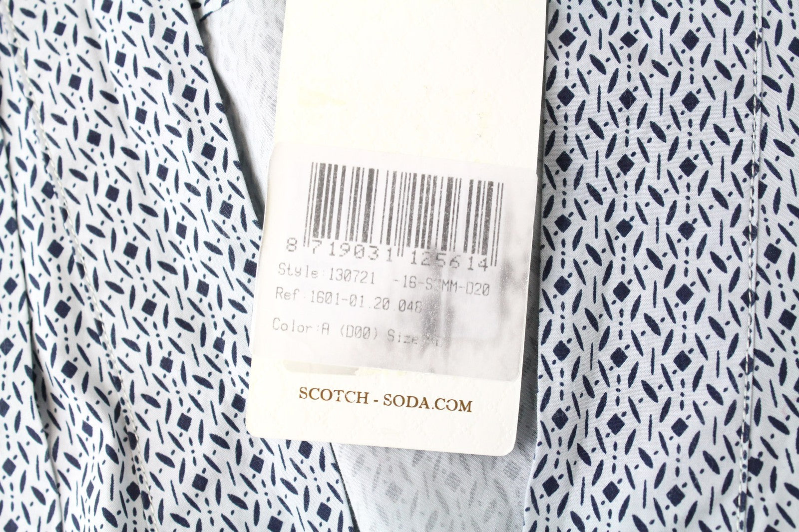 SCOTCH &amp; SODA vyriški XL dydžio mėlyni marškinėliai su grafiniu raštu, klasikinio stiliaus, grynos medvilnės marškinėliai su V formos iškirpte 