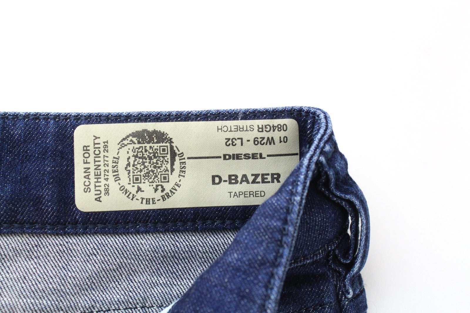 DIESEL D-Bazer 084GR vyriški džinsai W29/L32 mėlyni, tamprūs, skalbti, siaurėjantys, medvilniniai. 