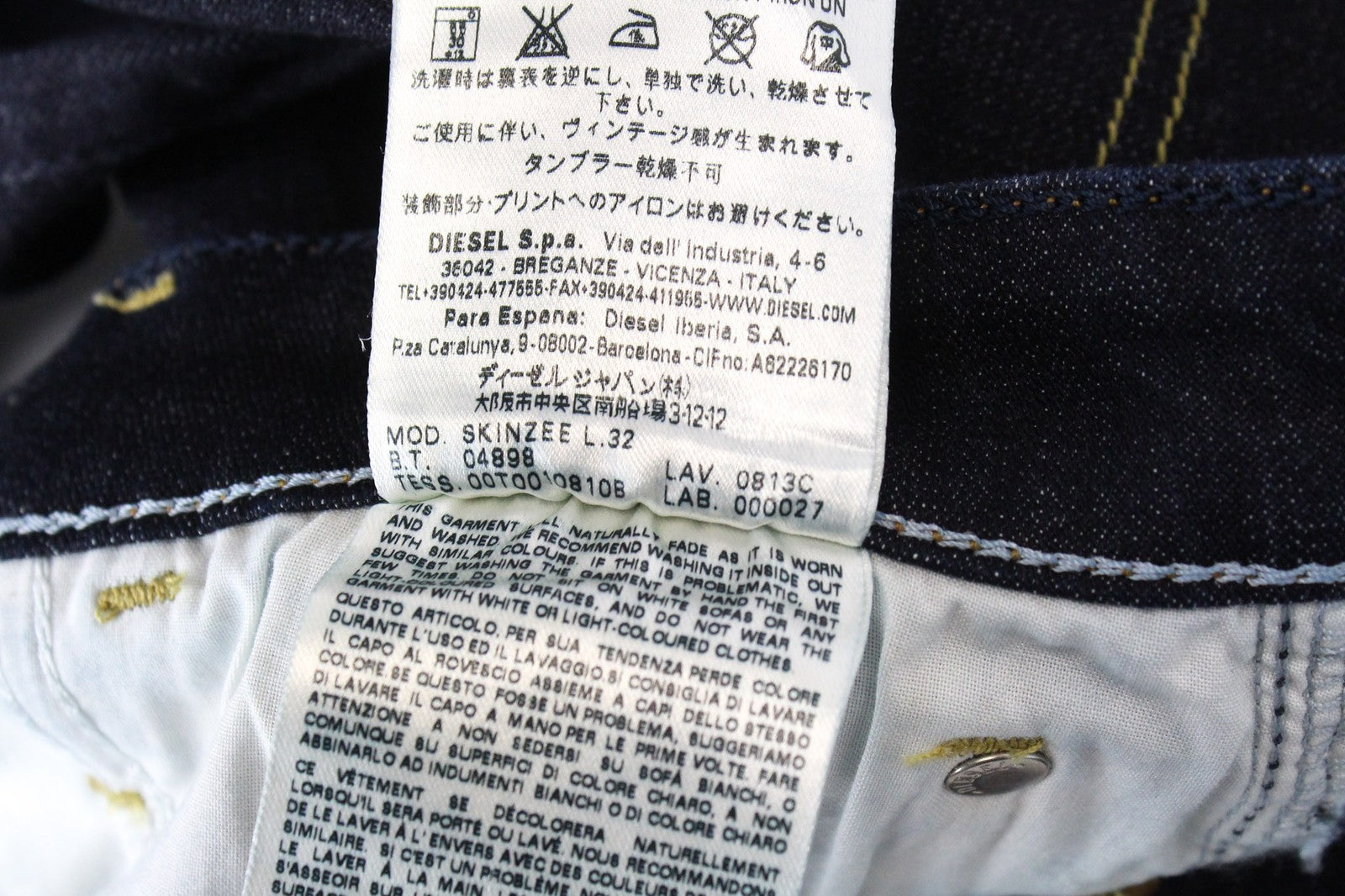 DIESEL Skinzee 0813C Women's Jeans W25/L32 Blue Stretch Super Slim Skinny Fit