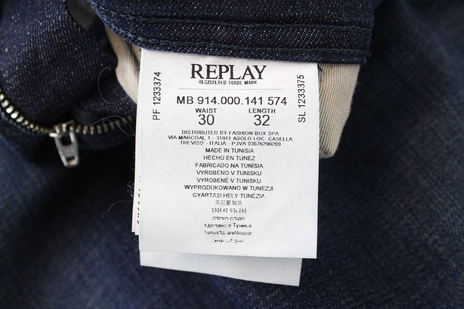 REPLAY Anbass vyriški džinsai W30/L32 tamsiai mėlyni, prigludę, labai tamprūs 