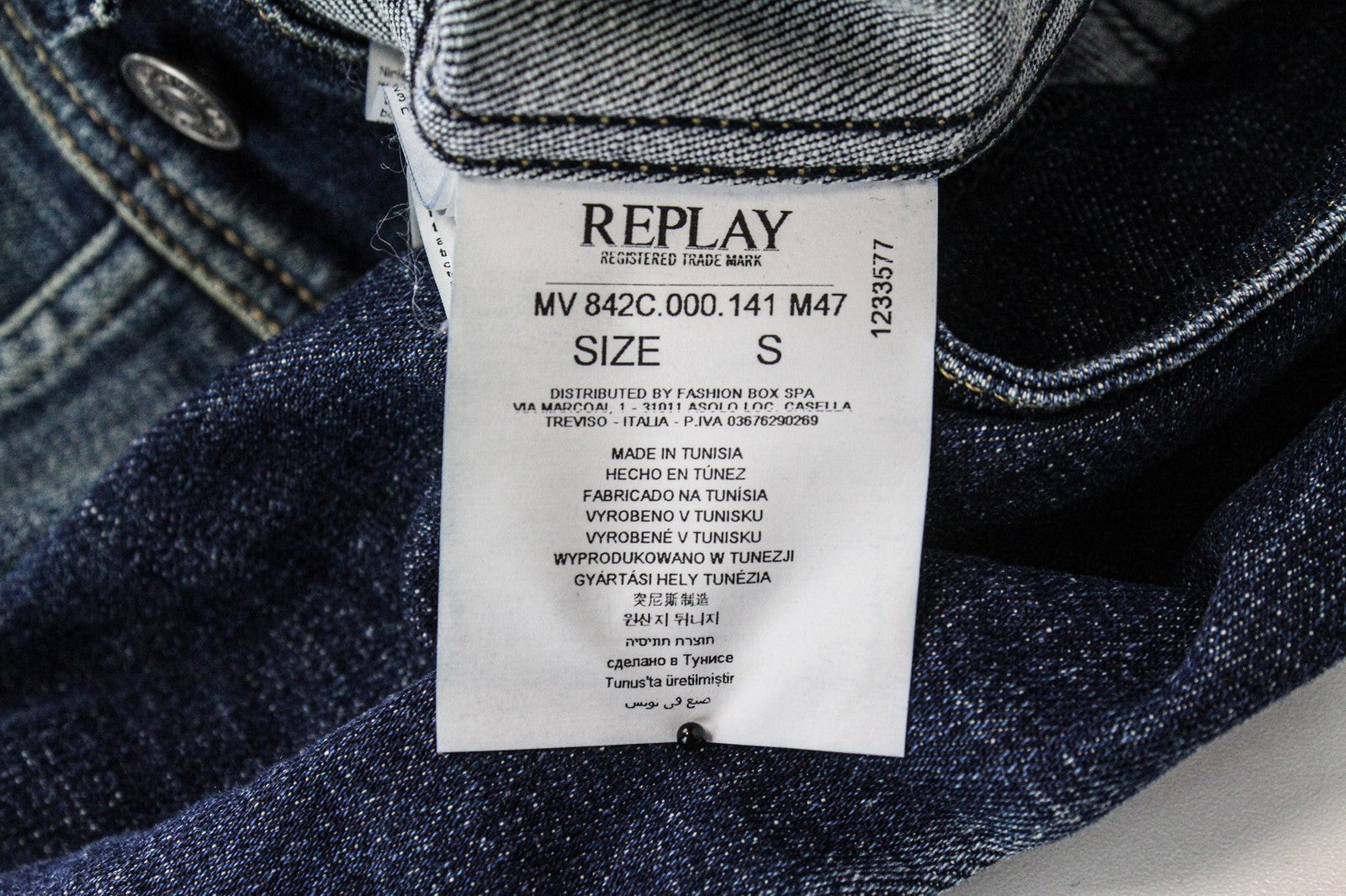 REPLAY vyriška striukė S mėlyna, tampri, džinsinė, skalbta, dėvėta, lengva medvilnė 
