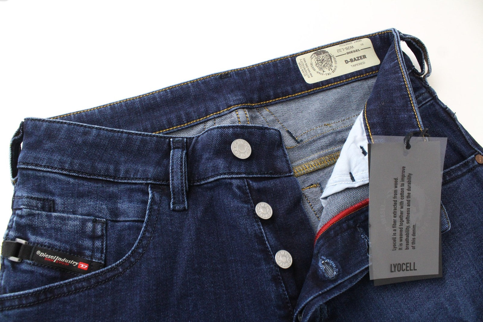 DIESEL D-Bazer 083AT vyriški džinsai W26/L32 berniukams, mėlyni, tamprūs, siaurėjantys medvilniniai džinsai 