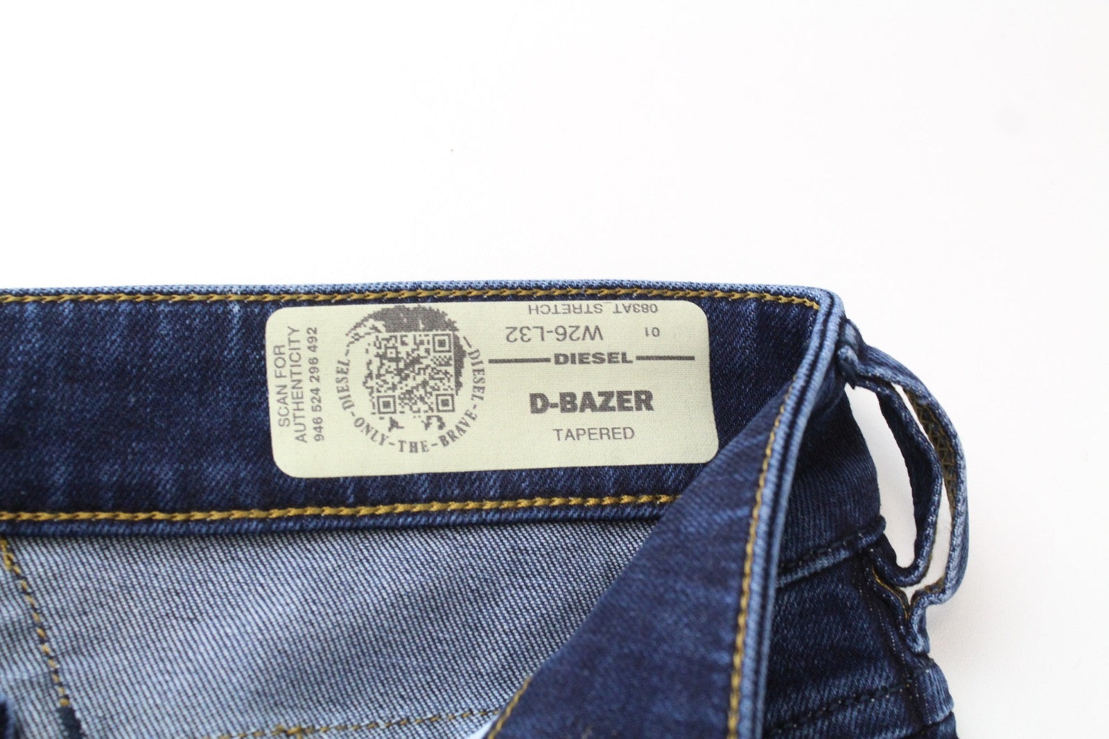 DIESEL D-Bazer 083AT vyriški džinsai W26/L32 berniukams, mėlyni, tamprūs, siaurėjantys medvilniniai džinsai 
