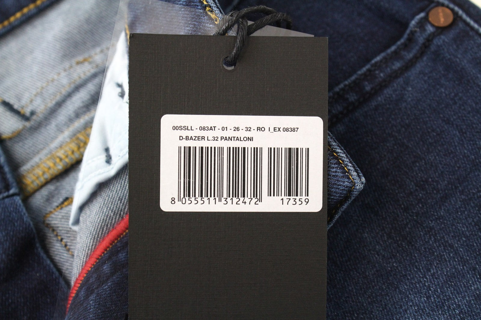 DIESEL D-Bazer 083AT vyriški džinsai W26/L32 berniukams, mėlyni, tamprūs, siaurėjantys medvilniniai džinsai 