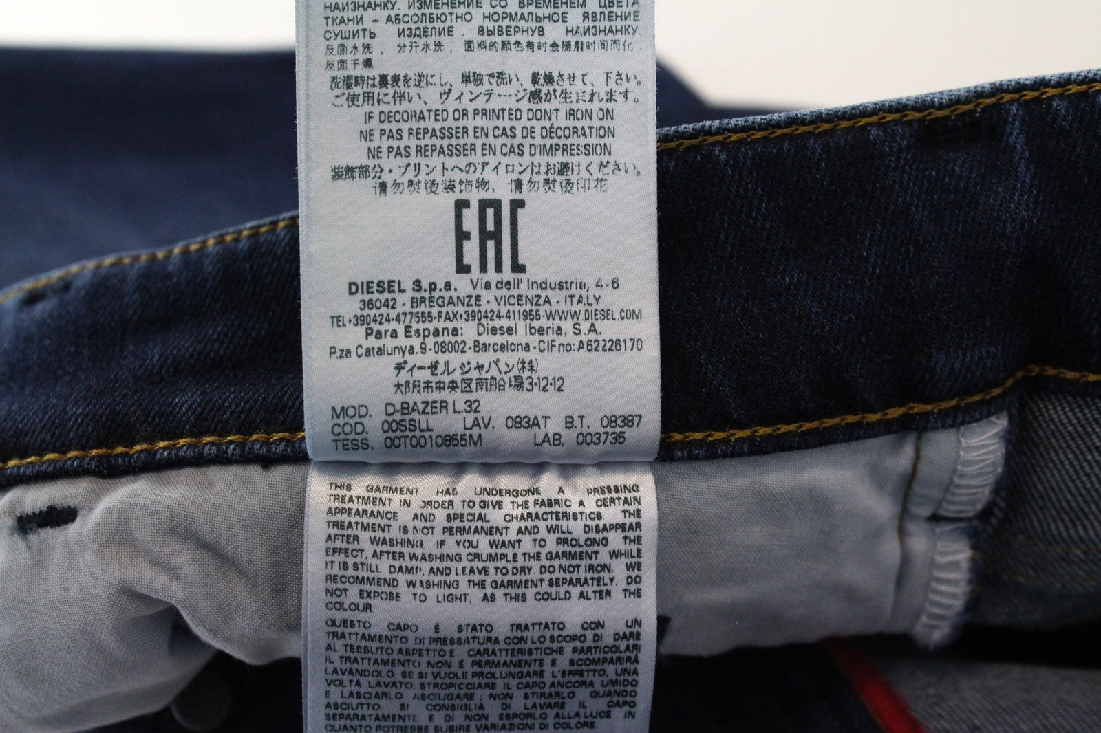 DIESEL D-Bazer 083AT vyriški džinsai W26/L32 berniukams, mėlyni, tamprūs, siaurėjantys medvilniniai džinsai 