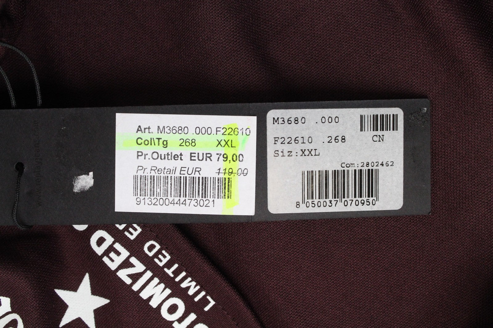 REPLAY vyriškas džemperis ilgomis rankovėmis, 2XL dydžio, tamsiai raudonas, su užtrauktuku ir kišenėmis, laisvalaikio stiliaus 