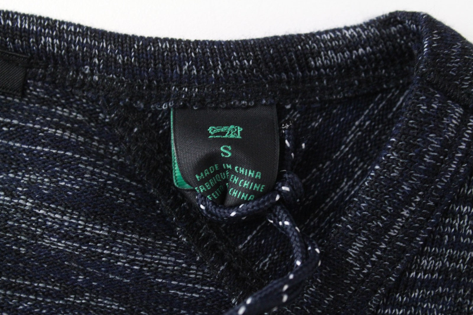 SCOTCH &amp; SODA vyriški marškinėliai su jūrų mėlyna spalva, melanžo raštu, džersio spalvos, apvalia apykakle, S dydžio 