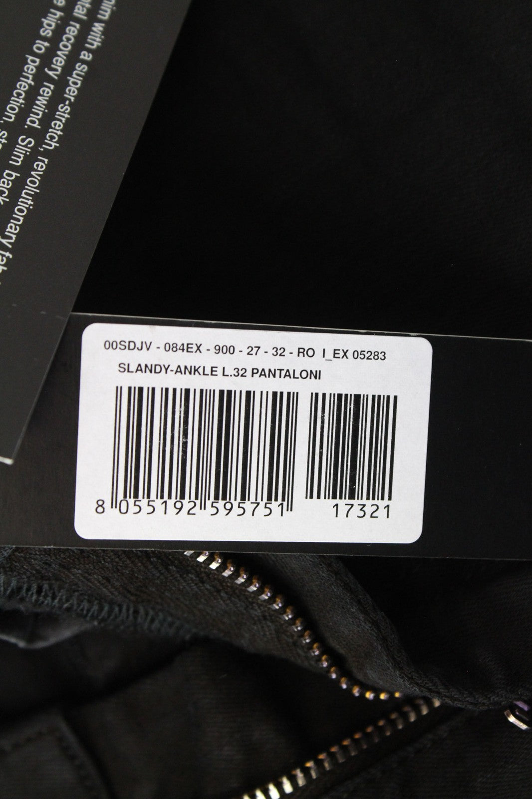 DIESEL Slandy-Ankle 084EX Women's Jeans W27/L32 Slim Skinny Black Stretch Fit