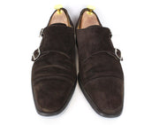 SUITSUPPLY vyriški formalūs batai, rudi, zomšiniai, odiniai, su dviguba sagtimi, žema pakulne, EU41 