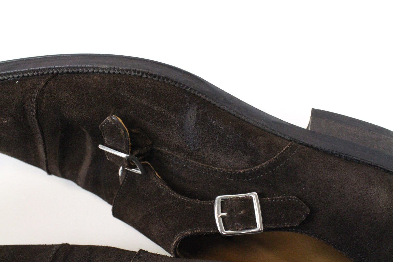 SUITSUPPLY vyriški formalūs batai, rudi, zomšiniai, odiniai, su dviguba sagtimi, žema pakulne, EU41 