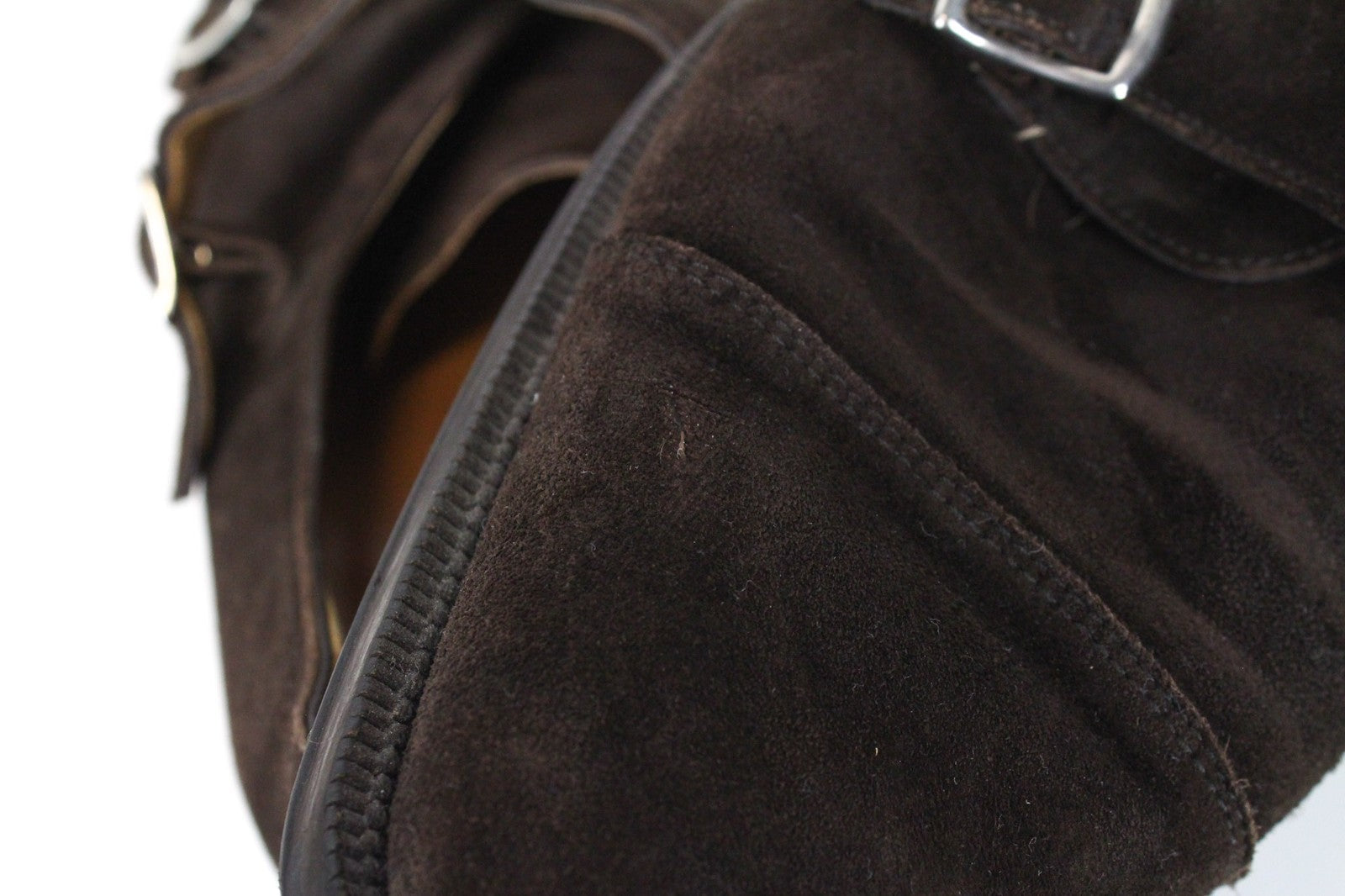 SUITSUPPLY vyriški formalūs batai, rudi, zomšiniai, odiniai, su dviguba sagtimi, žema pakulne, EU41 