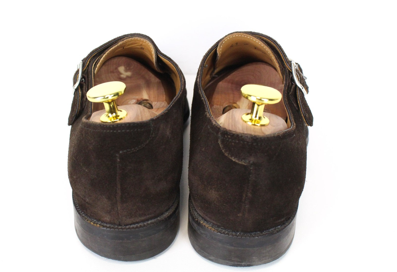 SUITSUPPLY vyriški formalūs batai, rudi, zomšiniai, odiniai, su dviguba sagtimi, žema pakulne, EU41 