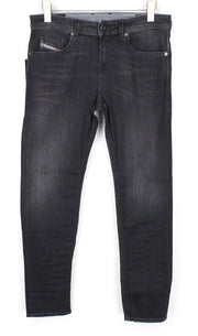 DIESEL Thommer 0687J vyriški džinsai W32/L30 tamsiai pilki tamprūs medvilniniai Slim-Skinny džinsai 