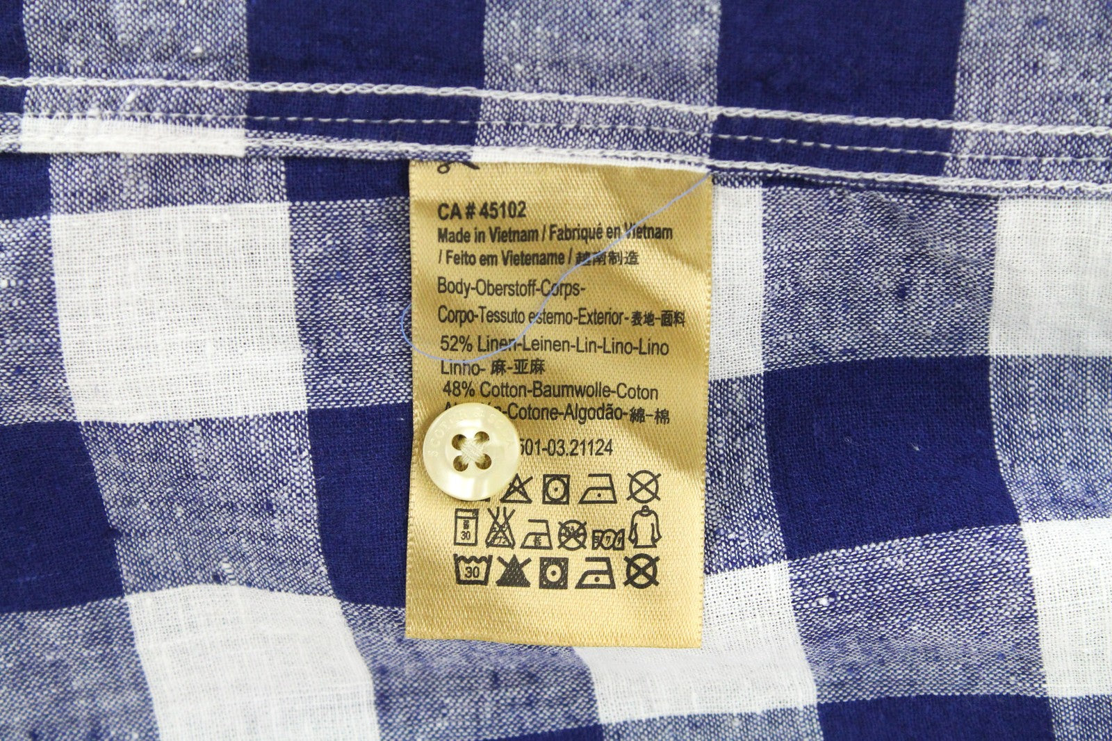 SCOTCH &amp; SODA vyriški marškiniai M dydžio, tamsiai mėlyni, lininio medvilnės mišinio, languoti languoto audinio 