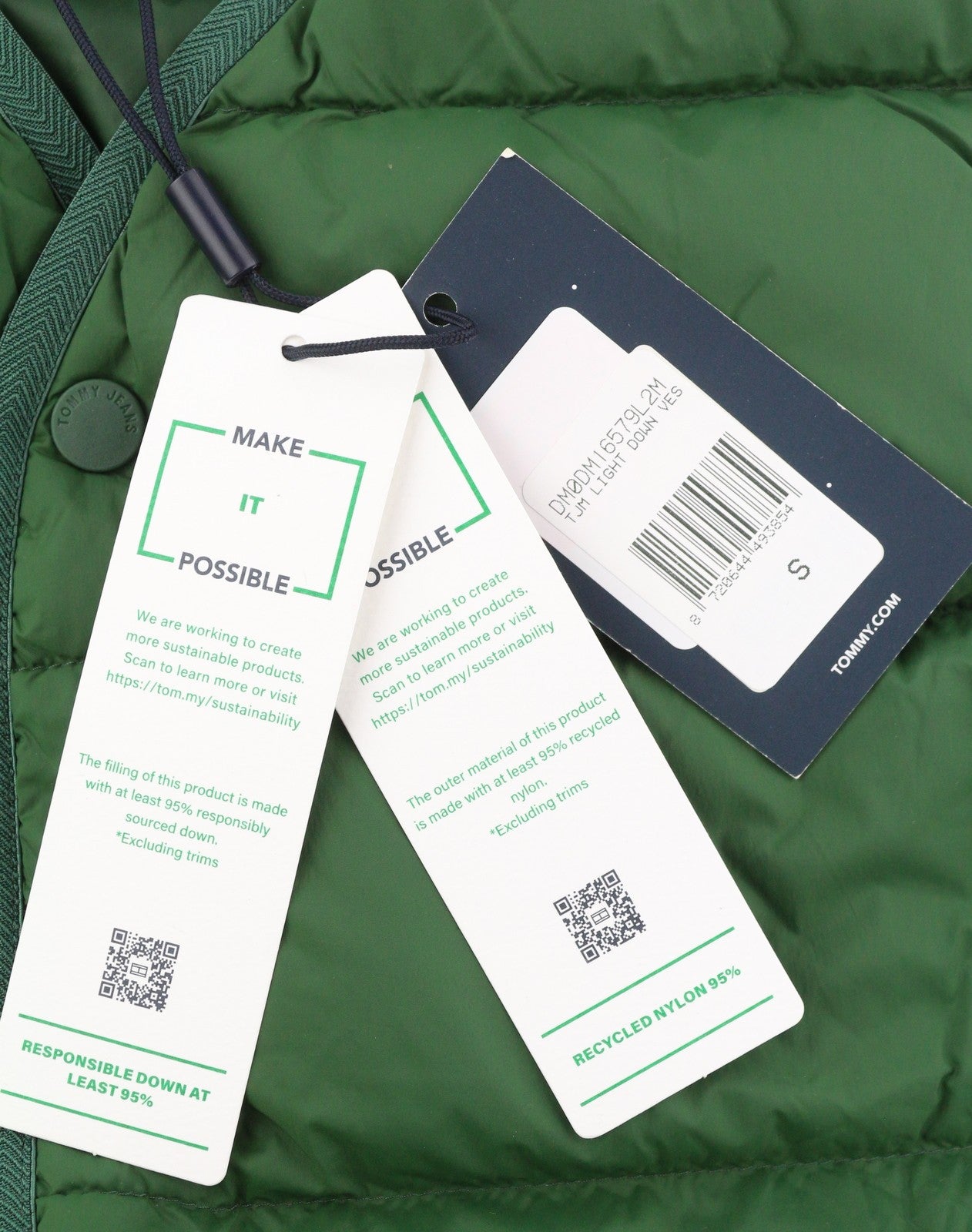 TOMMY HILFIGER Tjm Light Down vyriška liemenė S žalia su ančių pūkų užpildu RMK 149 € 