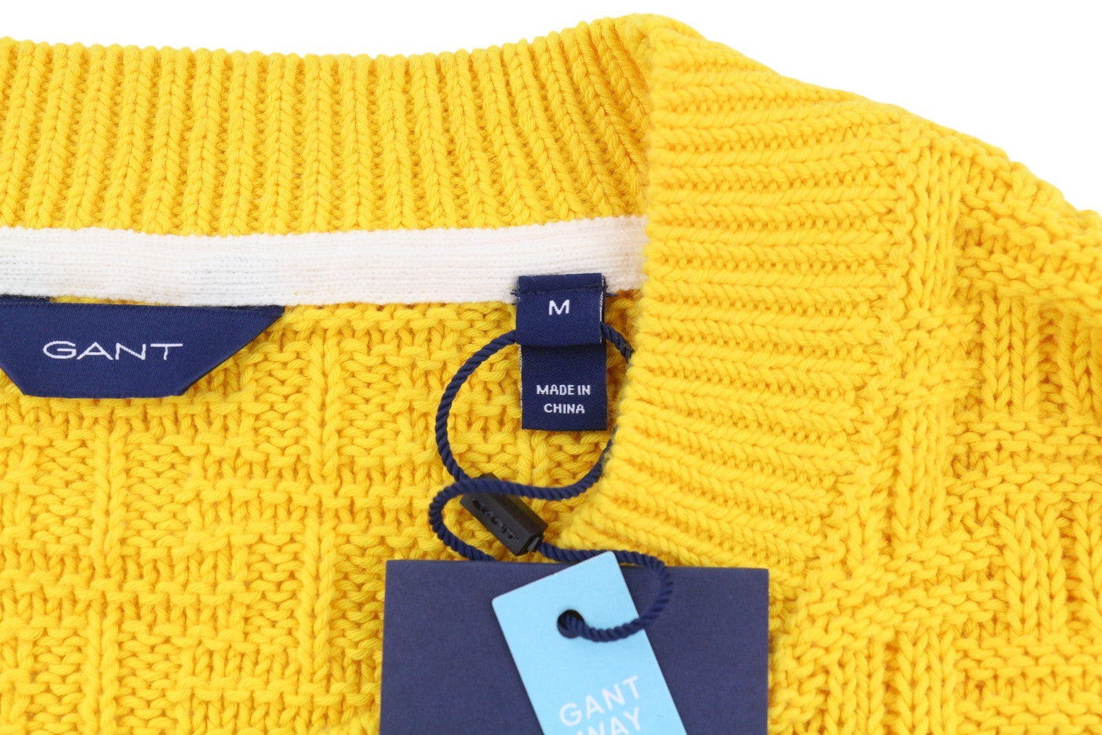 GANT Signature Textured C-Neck moteriškas megztinis M geltonas megztinis laisvalaikio stiliaus