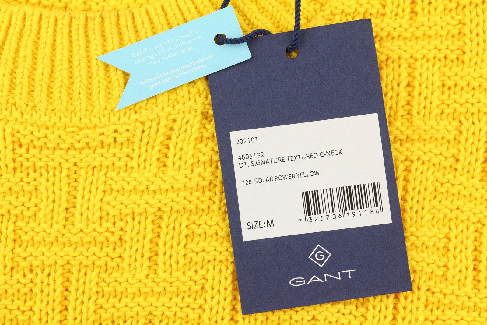 GANT Signature Textured C-Neck moteriškas megztinis M geltonas megztinis laisvalaikio stiliaus