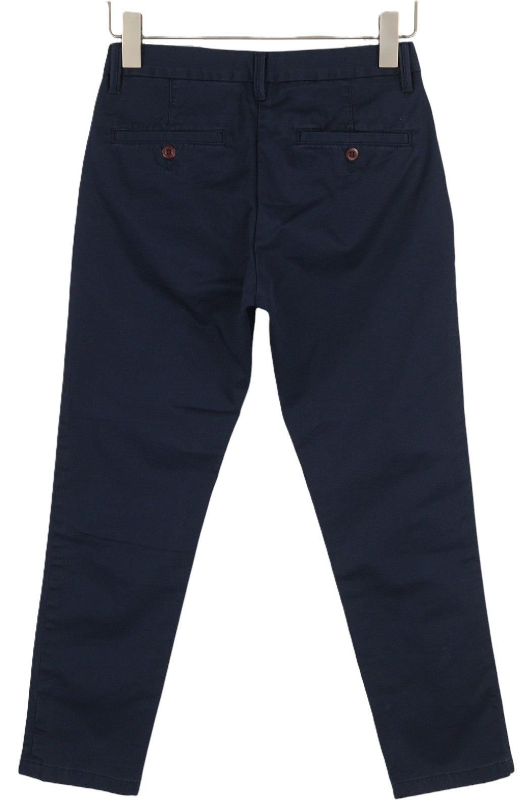 GANT klasikinės trumpintos chino stiliaus moteriškos kelnės, 36 dydžio, tamsiai mėlynos, priglundančios, su užtrauktuku ir logotipu 