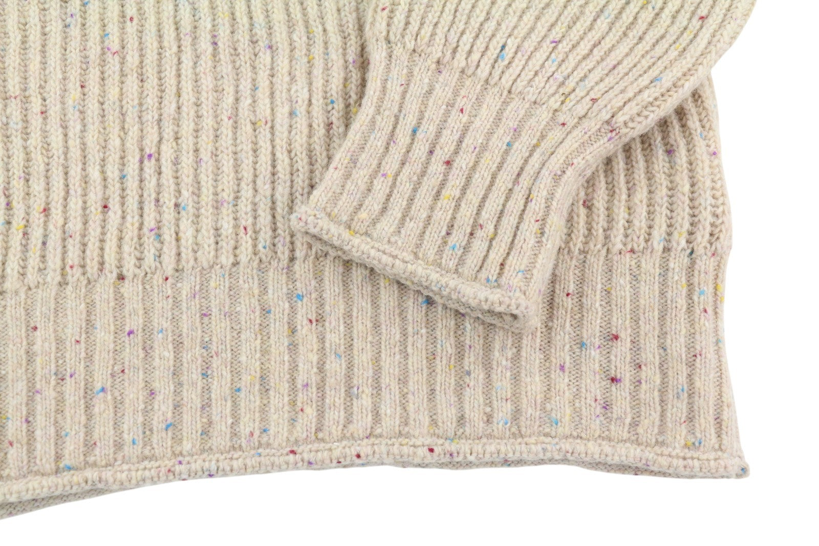 GANT Neps megztinis su aukštu kaklu (XL) smėlio spalvos su melanžo vilnos mišinio tvirtu megztiniu logotipu 