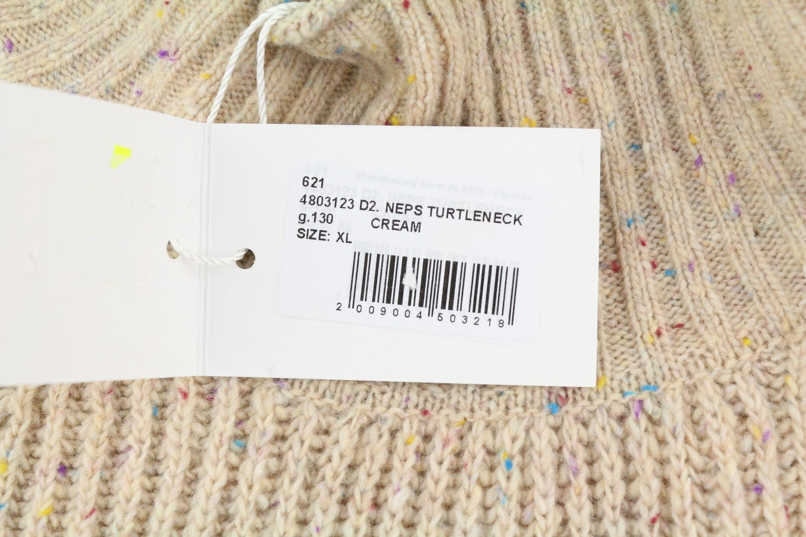 GANT Neps megztinis su aukštu kaklu (XL) smėlio spalvos su melanžo vilnos mišinio tvirtu megztiniu logotipu 