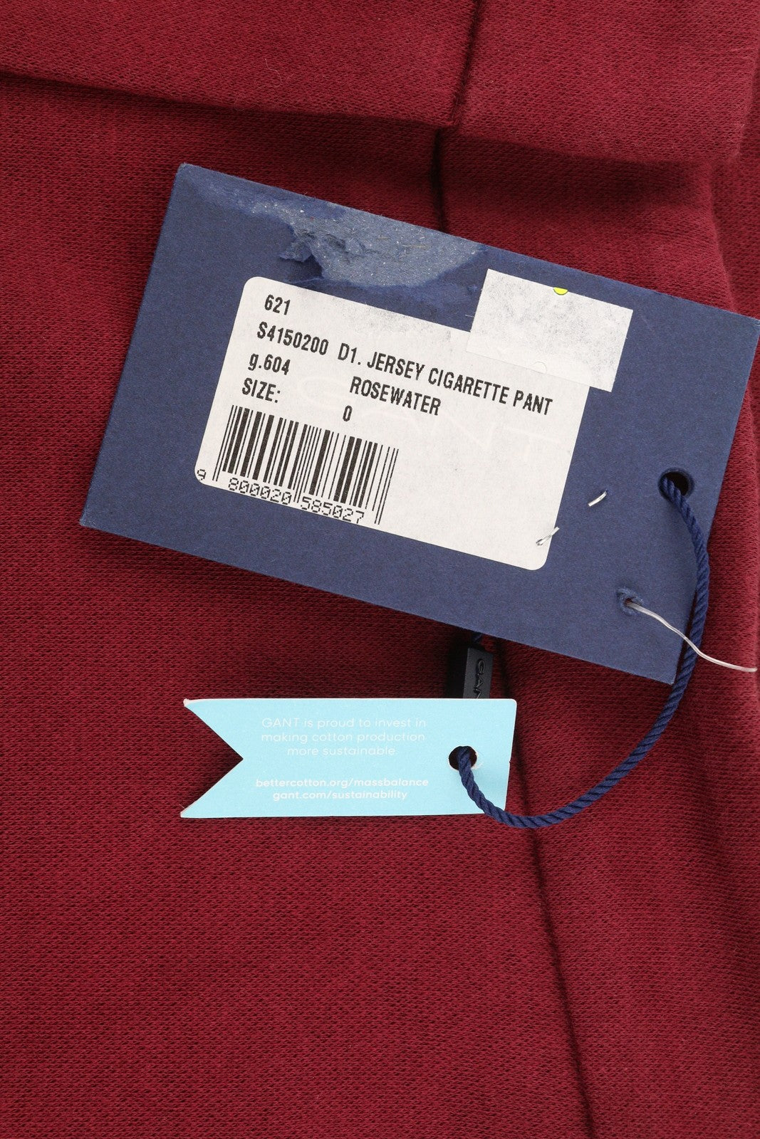 GANT Jersey Cigarette moteriškos kelnės EU36 raudonos, plonos, plokščio priekio, iki kulkšnių. 