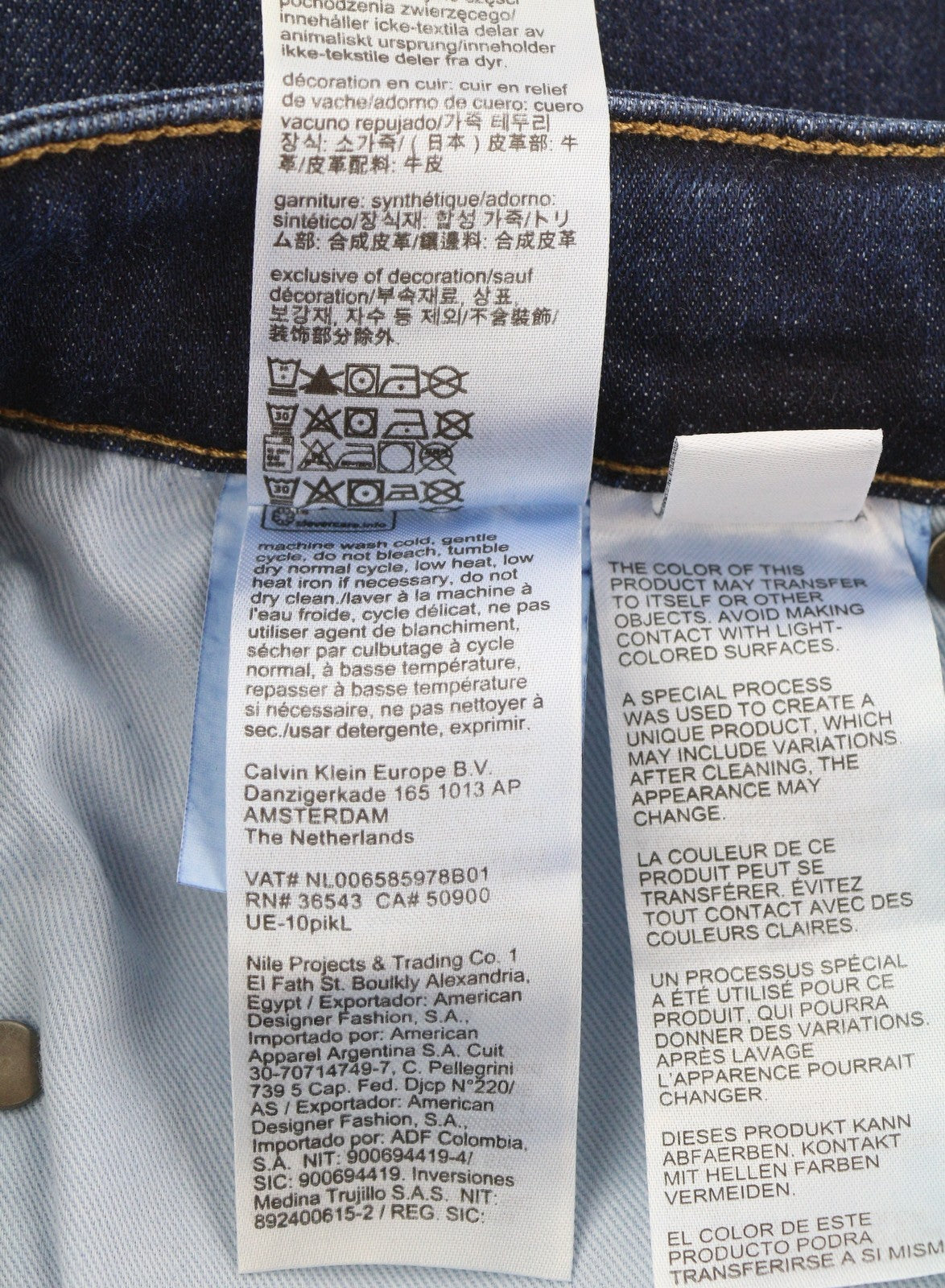 CALVIN KLEIN siaurėjantys džinsai mėlyna spalva, W30/L30, tamsiai mėlyni, su užtrauktuku ir logotipu. 