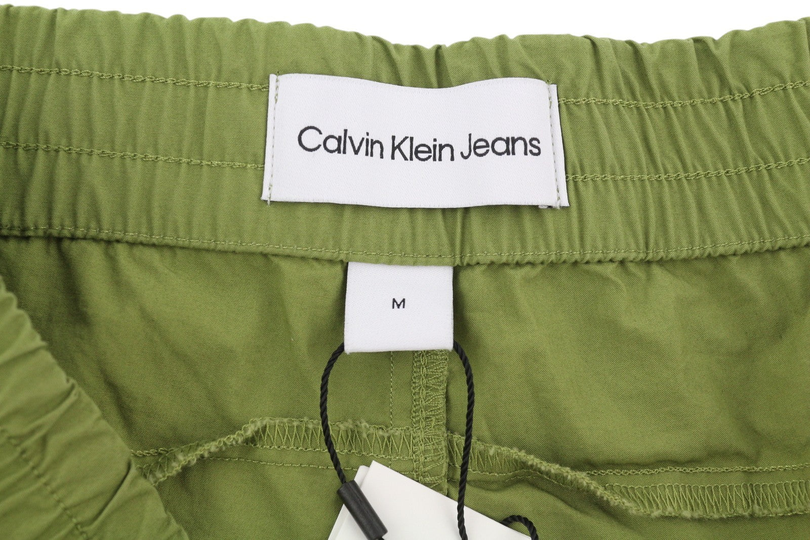 CALVIN KLEIN Utility Cotton Pop vyriškos kelnės M žalios su elastingu juosmeniu ir užtrauktuku