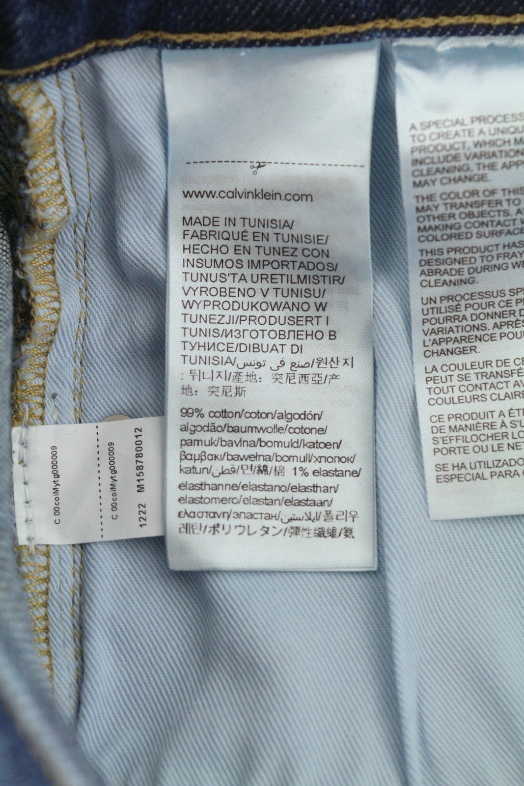 CALVIN KLEIN Slim Taper vyriški džinsai W28/L32 mėlyni, išblukę, plėšyti. 