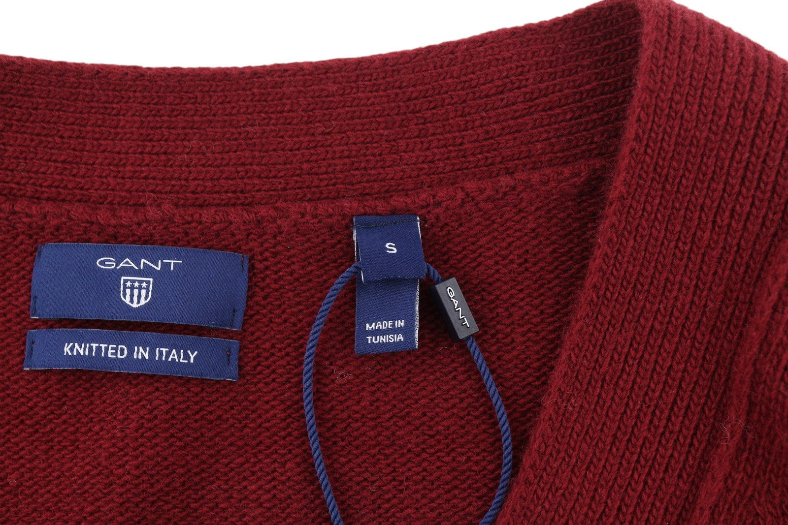 GANT Lambswool Cashmere V-Neck moteriškas megztinis S Burgundiško tamsaus mezgimo 