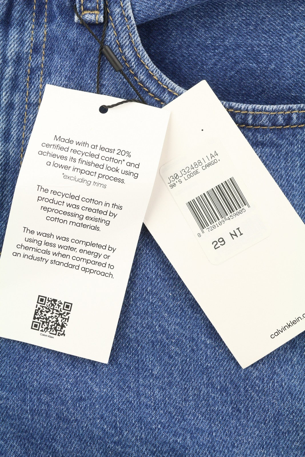 CALVIN KLEIN 90-ųjų laisvi krovininiai vyriški džinsai W29 mėlyni džinsai su užtrauktuku, laisvalaikio stiliumi 