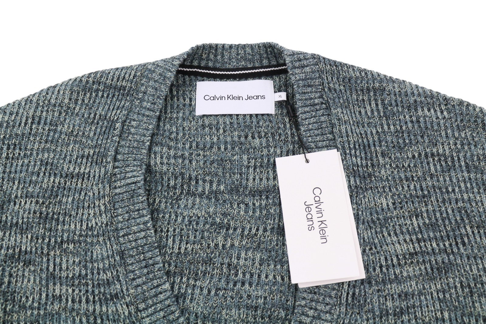 CALVIN KLEIN susukto siūlų kardiganas vyrams, XL dydžio, įvairiaspalvis, su sagomis, rekomenduojama kaina – 129 € 