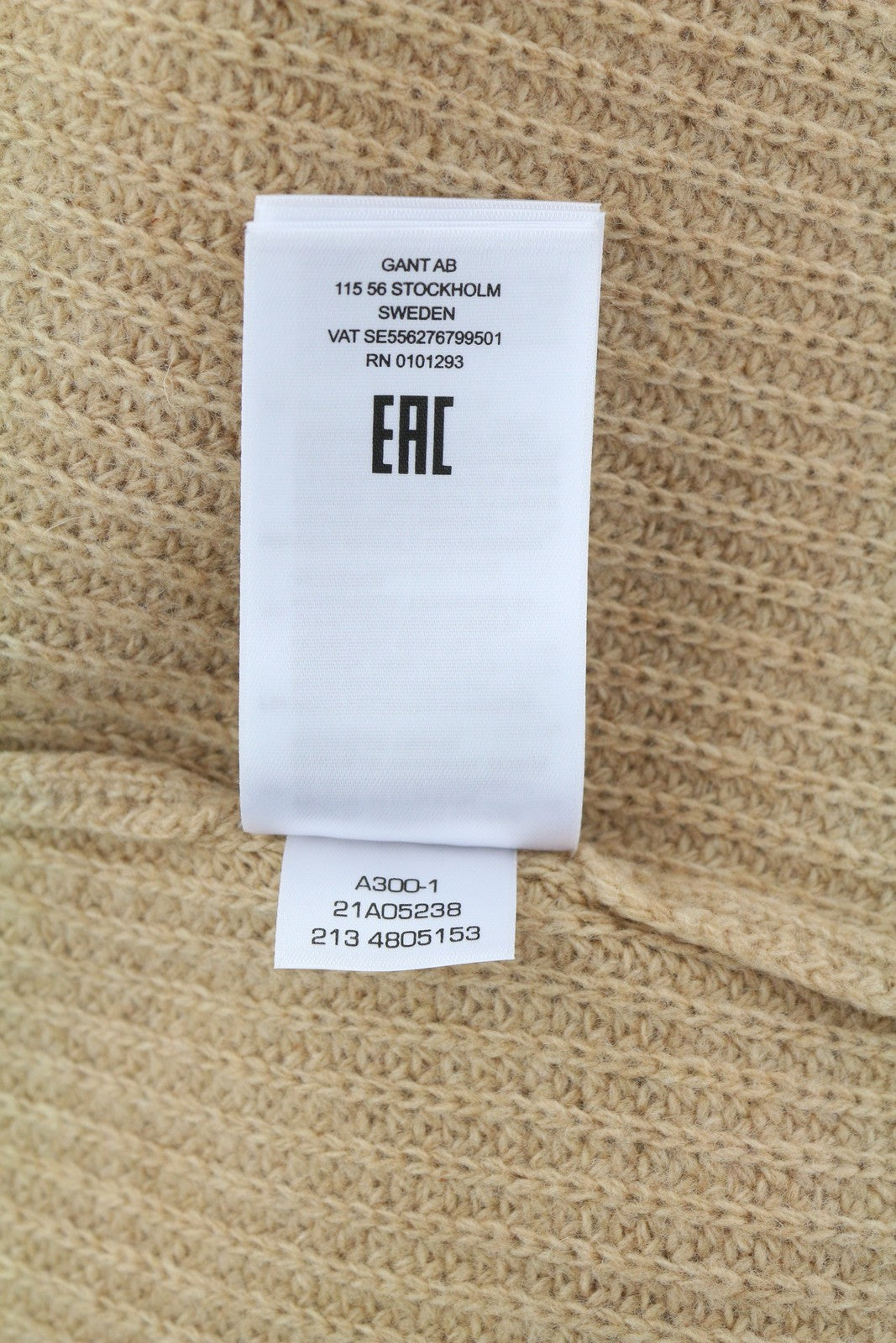 GANT vilnonis juostelių formos V formos iškirptės moteriškas megztinis L dydžio, smėlio spalvos, megztas, laisvo kirpimo, megztinis 