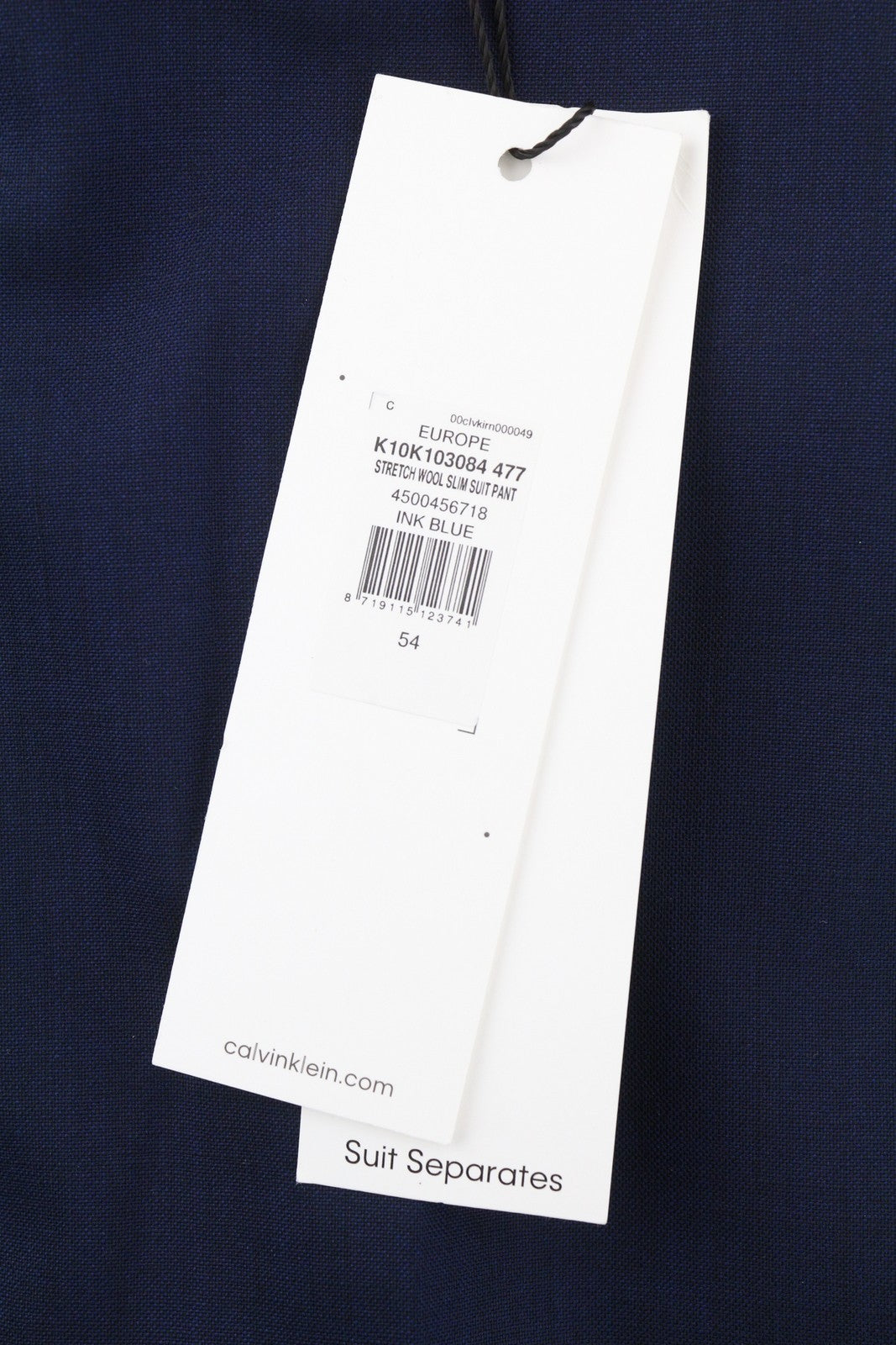 CALVIN KLEIN tamprios vilnos plonos vyriškos kelnės W38 mėlynos plokščia priekine dalimi klasikinės RRP 139 € 