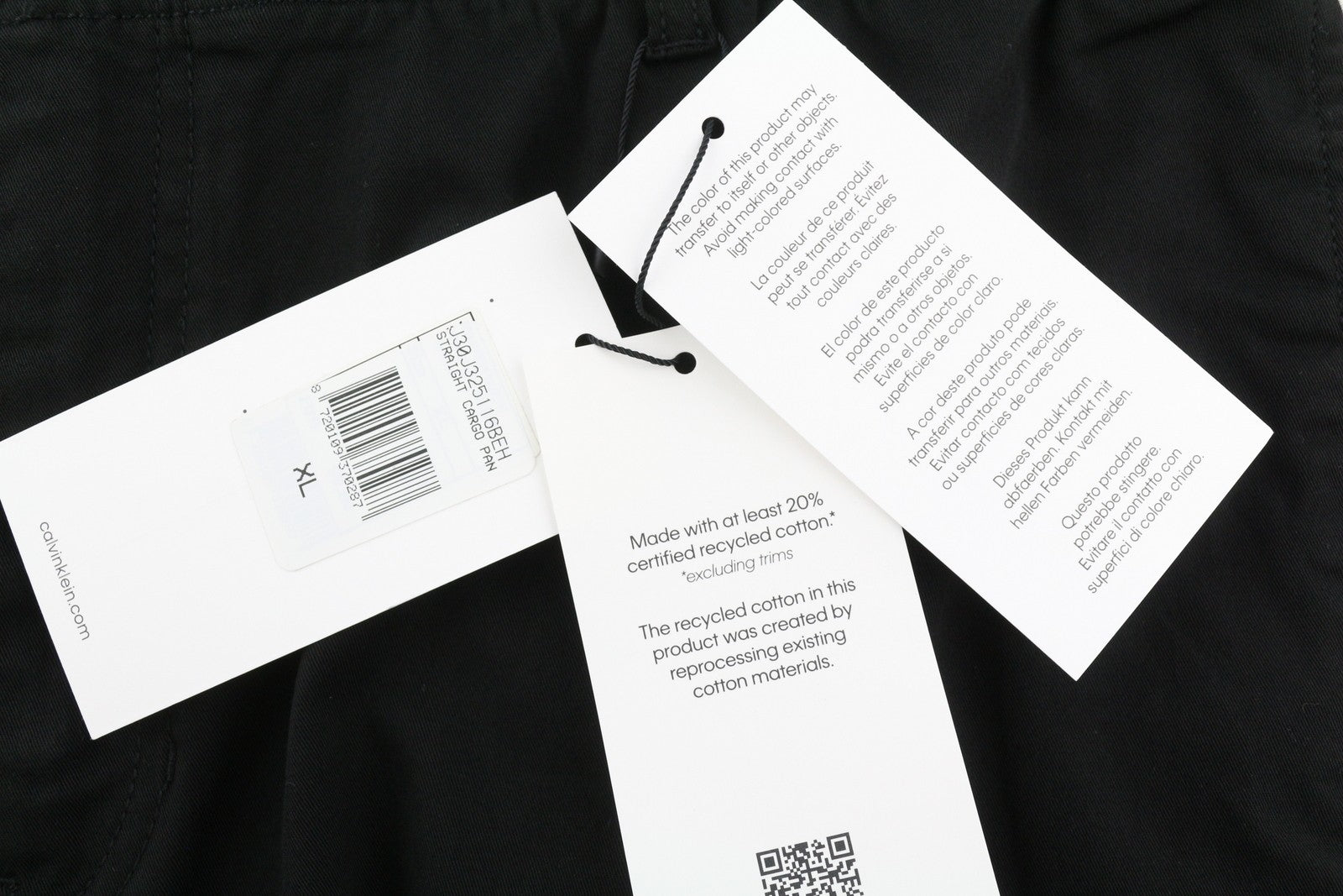 CALVIN KLEIN vyriškos tiesios krovininės kelnės, XL dydžio, juodos, su užtaisytomis kišenėmis, įprasto kirpimo, tamsios 