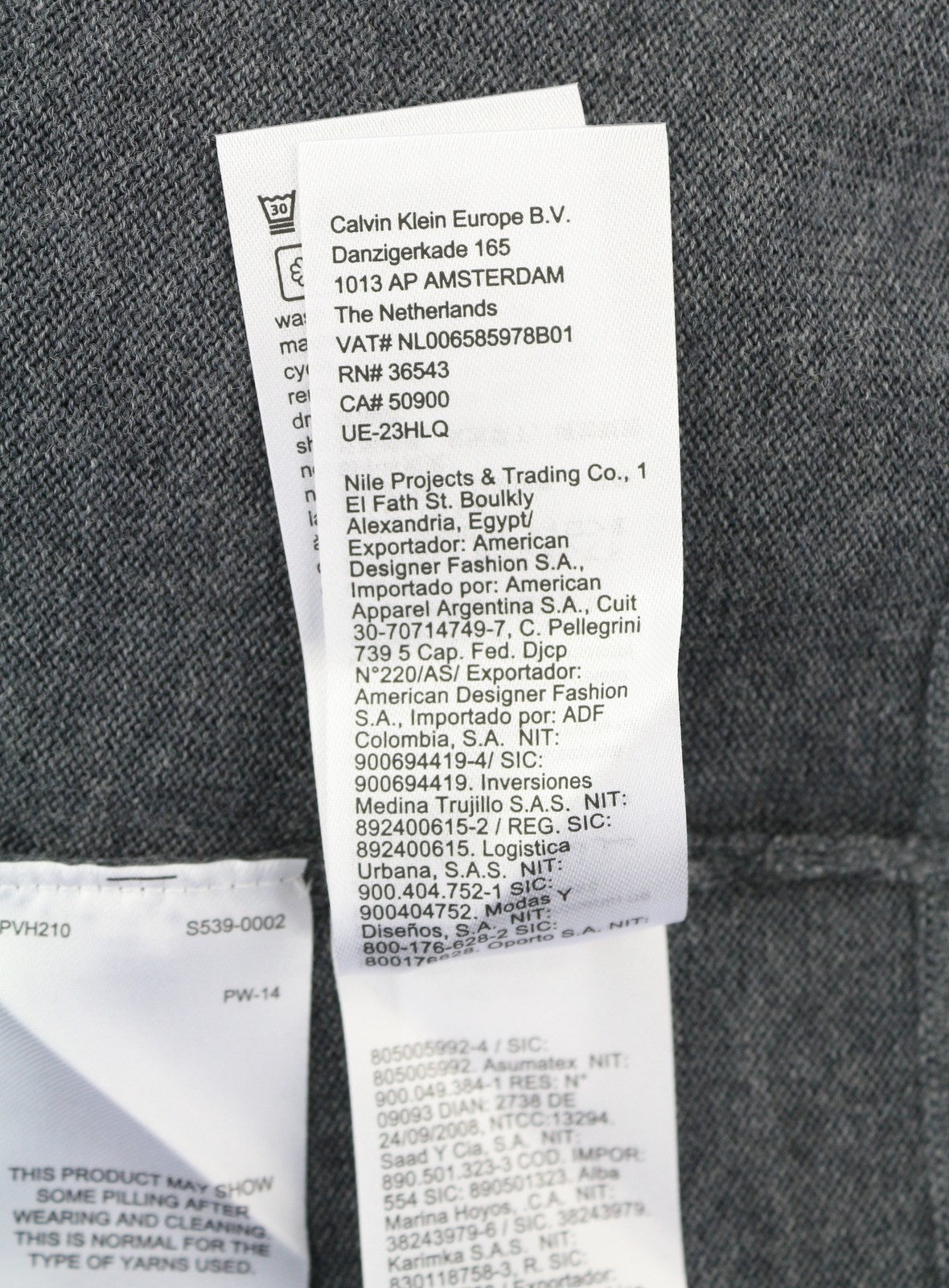 CALVIN KLEIN Merino megztinis su dirbtine apykakle, pilkas, vilnonis, tvirtas megztinis su logotipu, XL dydžio 