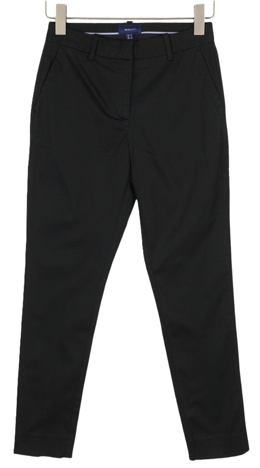GANT Tp Satin Slack moteriškos kelnės EU34 juodos techniškai paruoštos plonos plokščia priekine dalimi klasikinės 