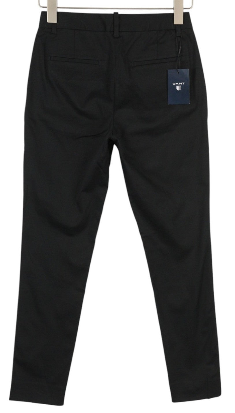 GANT Tp Satin Slack moteriškos kelnės EU34 juodos techniškai paruoštos plonos plokščia priekine dalimi klasikinės 
