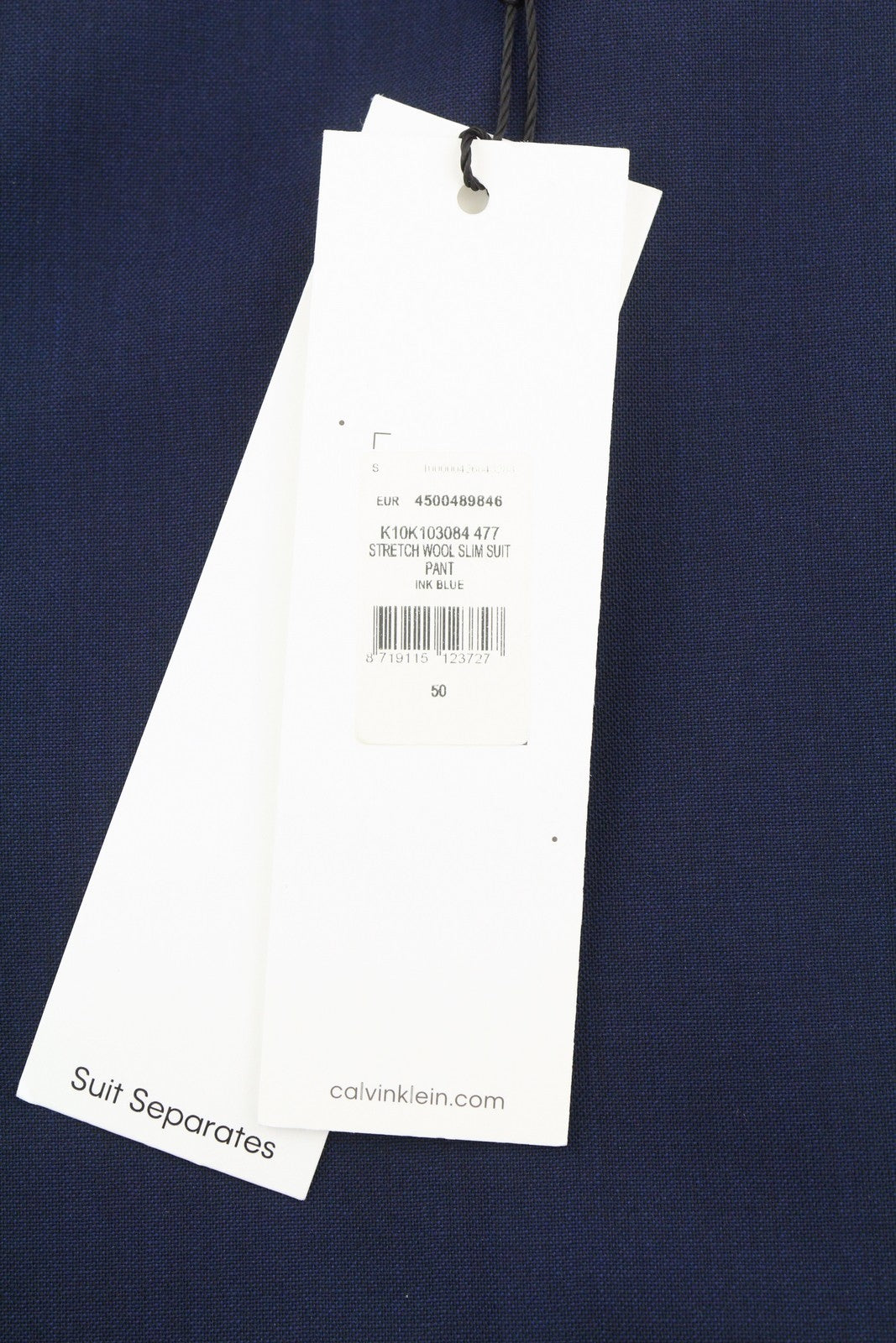 CALVIN KLEIN tamprios vilnos plonos vyriškos kelnės W34 mėlynos plokščia priekine dalimi klasikinės RRP 139 € 