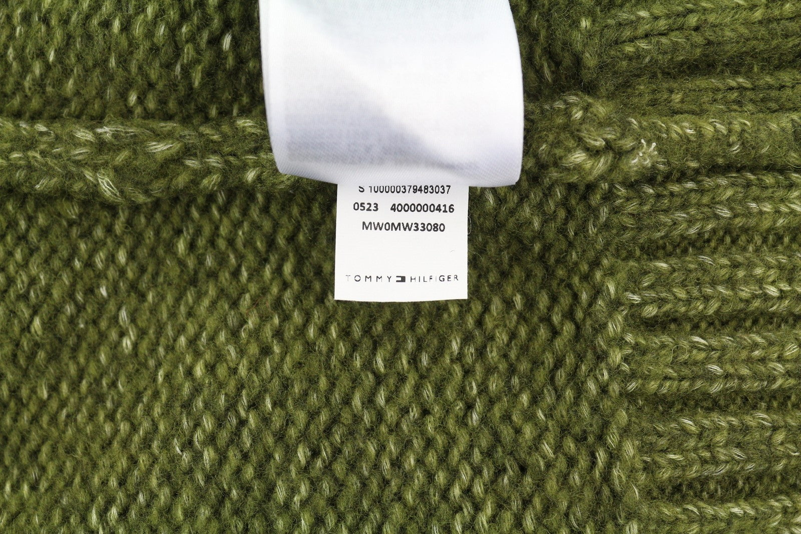 TOMMY HILFIGER DC Mouline Mock Nk vyriškas megztinis S melanžo žalias vilnos mišinio audinys RMK 199 € 