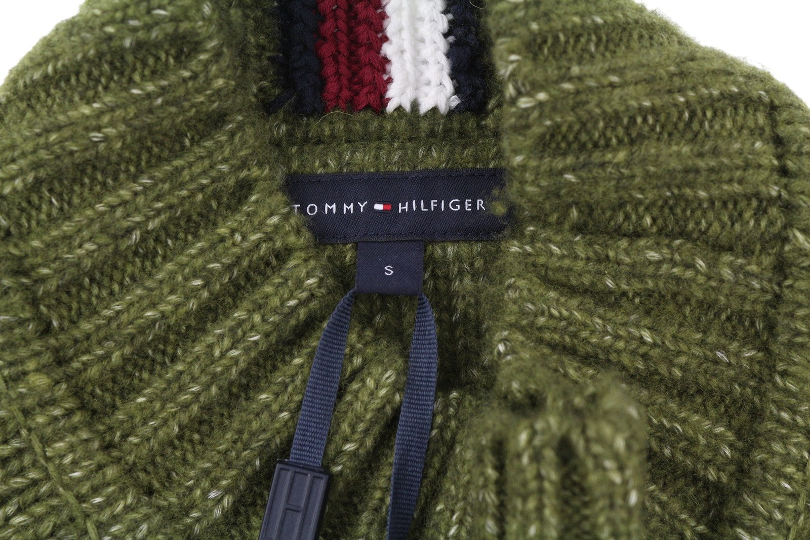 TOMMY HILFIGER DC Mouline Mock Nk vyriškas megztinis S melanžo žalias vilnos mišinio audinys RMK 199 € 