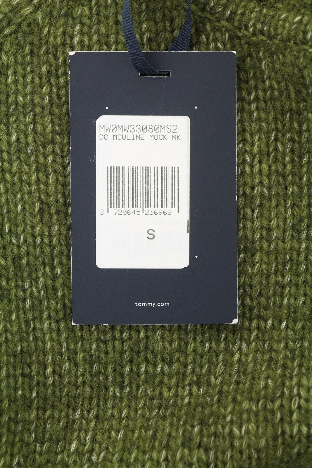 TOMMY HILFIGER DC Mouline Mock Nk vyriškas megztinis S melanžo žalias vilnos mišinio audinys RMK 199 € 