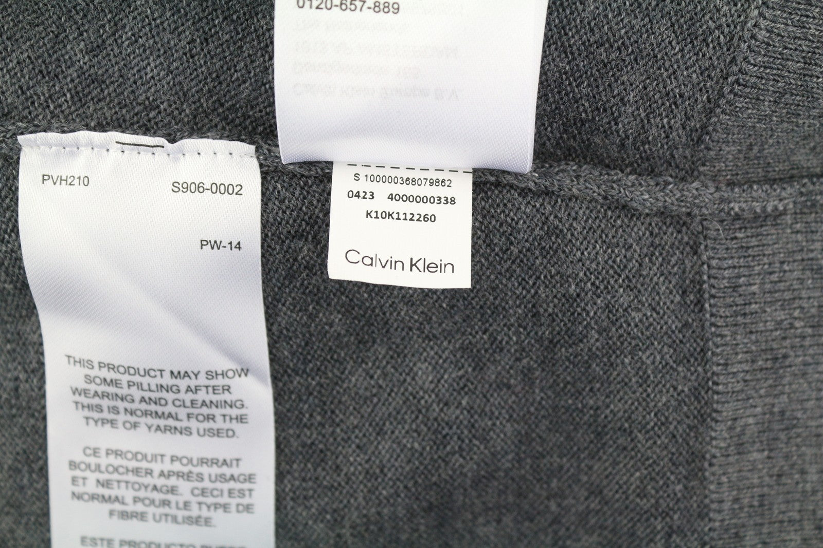 CALVIN KLEIN Merino Comfort kardiganas vyrams, 2XL, pilkas melanžas, megztas su sagomis 