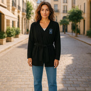 GANT Ribbed Lambswool Cardigan Womens Megztinis XS Juodas Megztinis Ilgomis Rankovėmis Su Diržu 