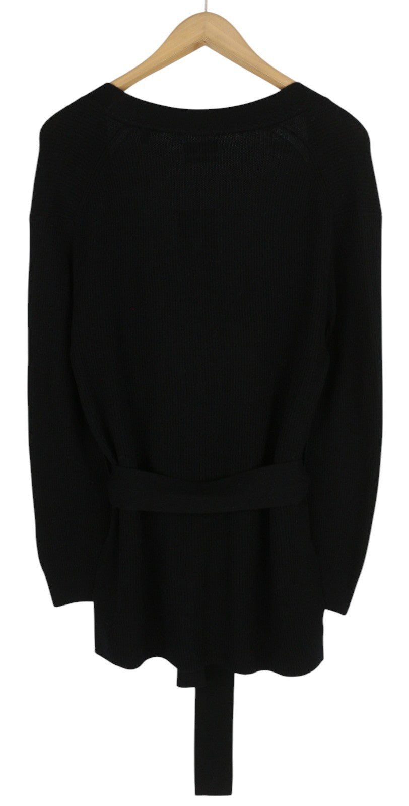 GANT Ribbed Lambswool Cardigan Womens Megztinis XS Juodas Megztinis Ilgomis Rankovėmis Su Diržu 